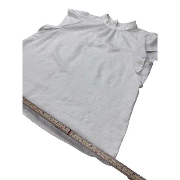 Nine West Womens White Cream Flutter Sleeve Blouse Keyhole Back Lightweight Size - Picture 9 of 9